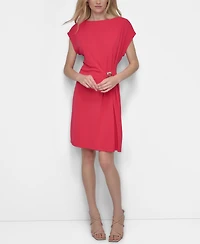 Dkny Women's Hardware-Trim Side-Ruched Dolman-Sleeve Dress