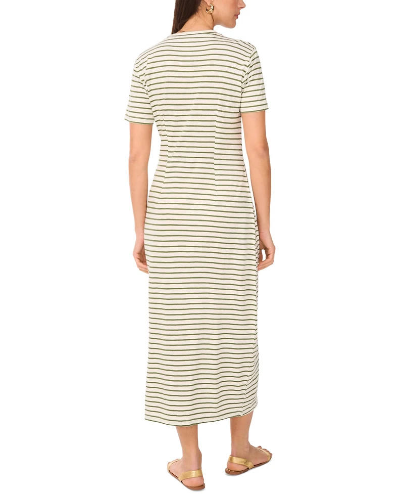 Vince Camuto Women's Cotton Striped Ruched Midi Dress