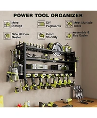 Hausource 4 Tier Power Tool Organizer Shelving Wall Mount Utility Storage Rack，Black