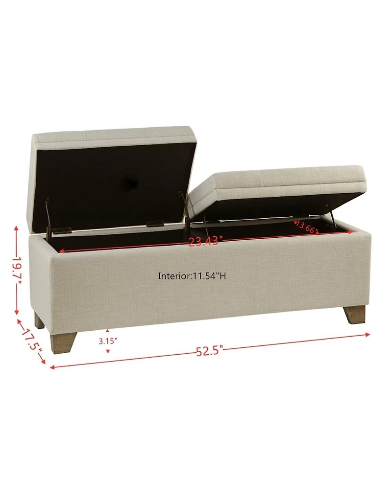 Upholstered Storage Bench with Tufted Split Top and Solid Wood Legs for Entryway or Bedroom-The Pop Home