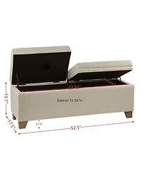Upholstered Storage Bench with Tufted Split Top and Solid Wood Legs for Entryway or Bedroom-The Pop Home