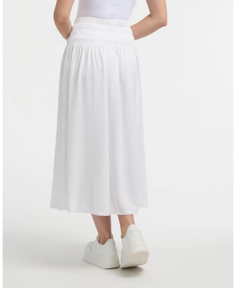 Ellen Tracy Women's Smocked Waist Linen-Blend Skirt