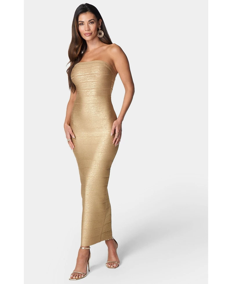 Bebe Women's Long Strapless Bandage Dress