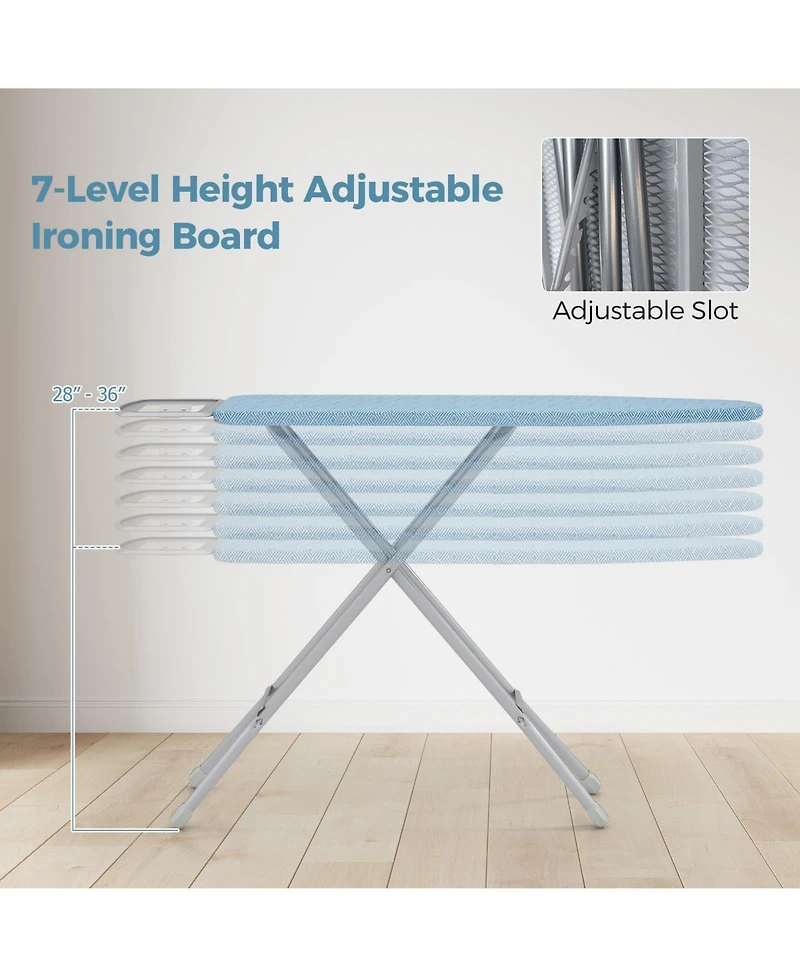 Ironing Board with Iron Rest, Full Size Iron Stand with 3 Layers Extra Thick Cover, 7 Adjustable Heights