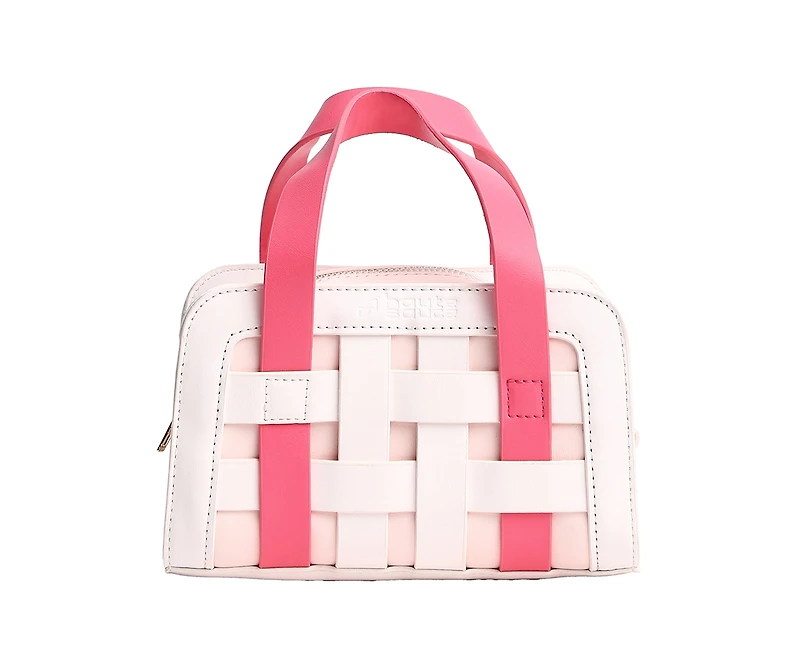 Haute Sauce Women's The Weave Camera Mini Sling Bag - Fuchsia Pink & Ivory White