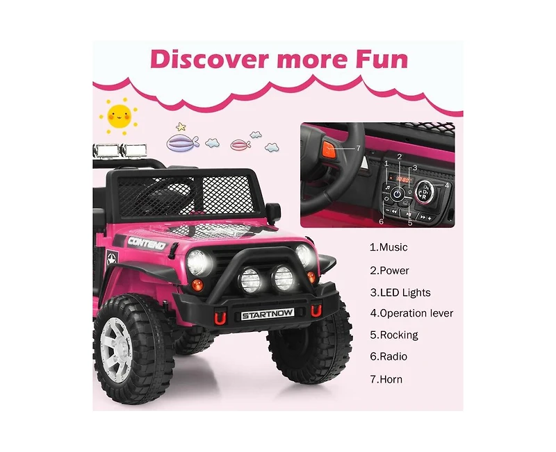 12V Kids Remote Control Electric Ride On Truck Car with Lights and Music