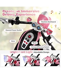 6V Powered Toddler 3-Wheel Motorbike Ride On Toy with Horn and Headlight