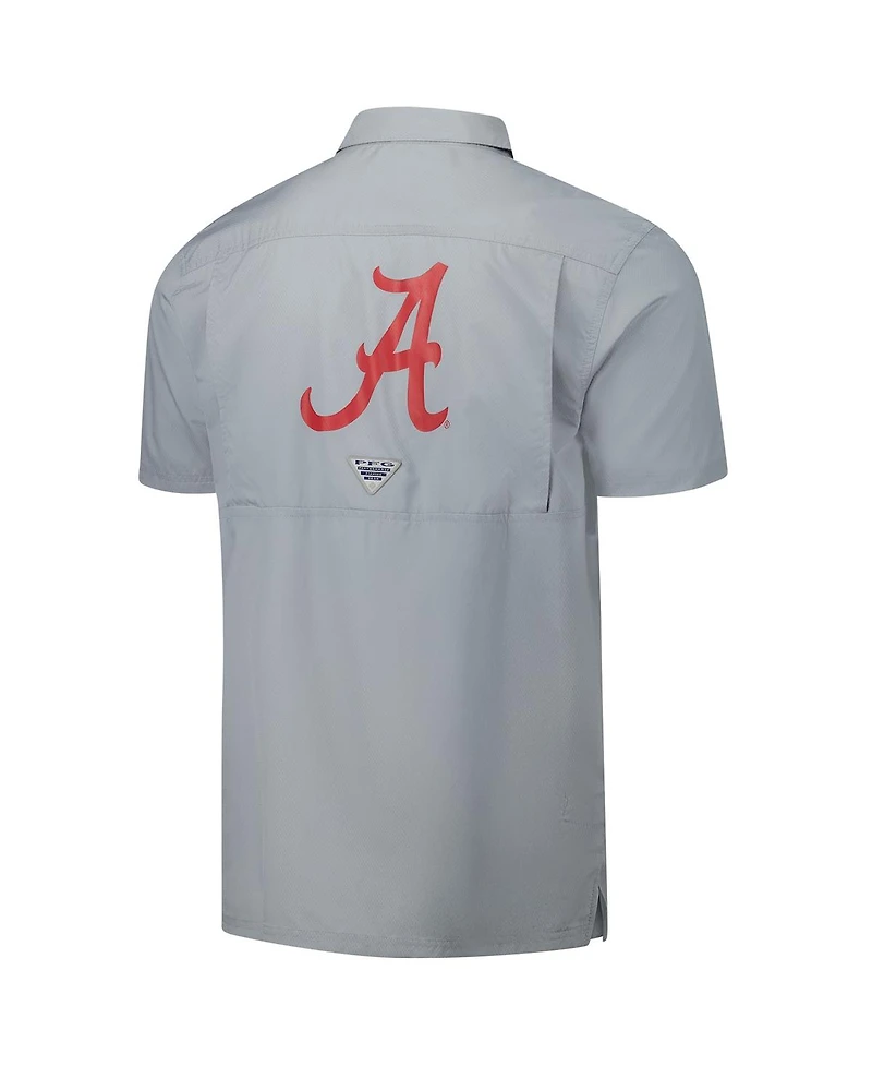Columbia Men's Gray Alabama Crimson Tide Pfg Slack Omni-Shade Button-Up Camp Shirt