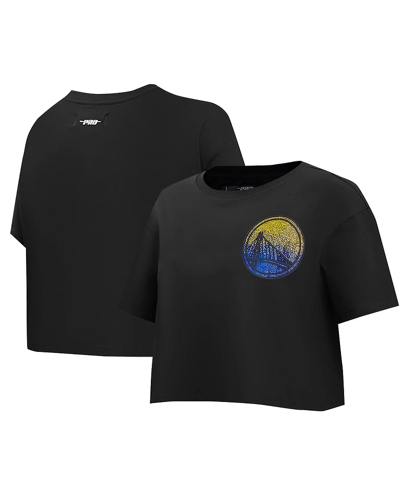 Pro Standard Women's Black Golden State Warriors Jewels Boxy Cropped T-Shirt