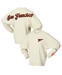 Fanatics Women's Tan San Francisco Giants Pennant Flag Branded Fleece Pullover Sweatshirt