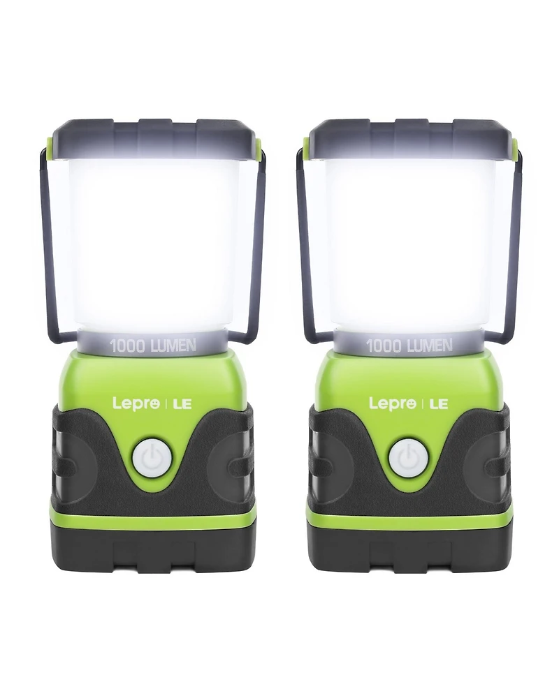 Lepro 1000LM Battery Powered Led Camping Lantern, Waterproof with 4 Light Modes,Not Rechargeable, Ideal for Camping, Emergency, Power Outages, 2-Pack