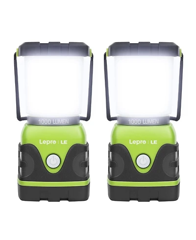 Lepro 1000LM Battery Powered Led Camping Lantern, Waterproof with 4 Light Modes,Not Rechargeable, Ideal for Camping, Emergency, Power Outages, 2-Pack