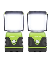 Lepro 1000LM Battery Powered Led Camping Lantern, Waterproof with 4 Light Modes,Not Rechargeable, Ideal for Camping, Emergency, Power Outages, 2-Pack