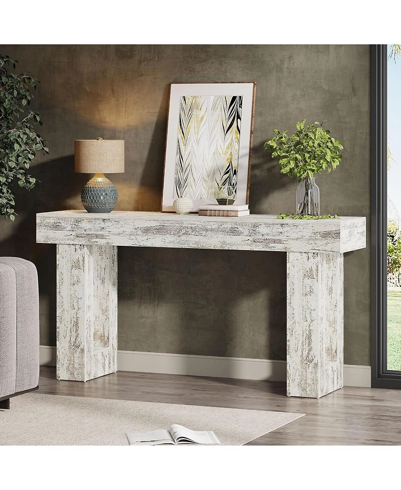 Tribesigns 63-Inch Long Console Table, Farmhouse Wooden Sofa Table Behind The Couch, Narrow Entryway Table for Entrance, Hallway, Living Room (Distres