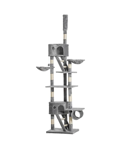 PawHut Floor to Ceiling Cat Tree, 94.5"-102.5" Adjustable Height Cat Tower