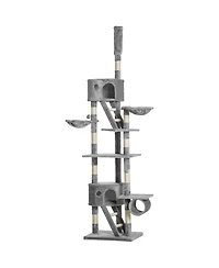 PawHut Floor to Ceiling Cat Tree, 94.5"-102.5" Adjustable Height Cat Tower