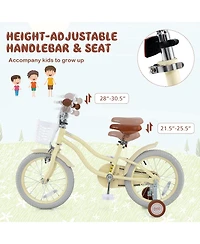 16 Inch Kids Bike Adjustable with Training Wheels Ages 3-8 Years Olds