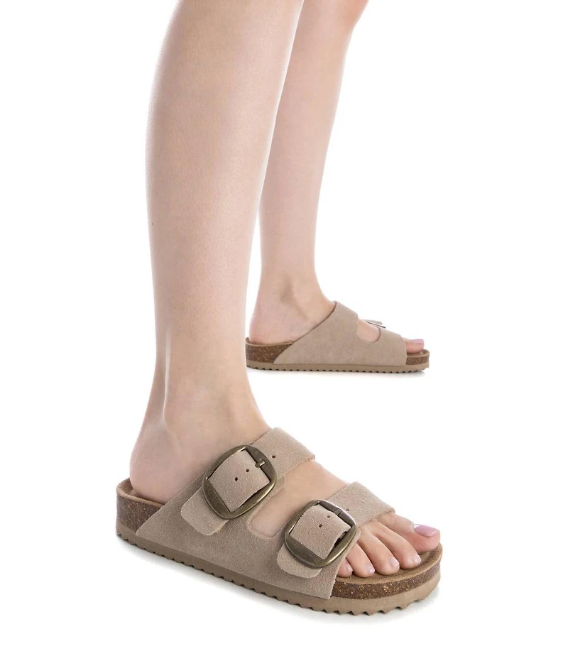 Women's Suede Double Strap Buckle Sandals By Xti