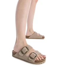 Women's Suede Double Strap Buckle Sandals By Xti