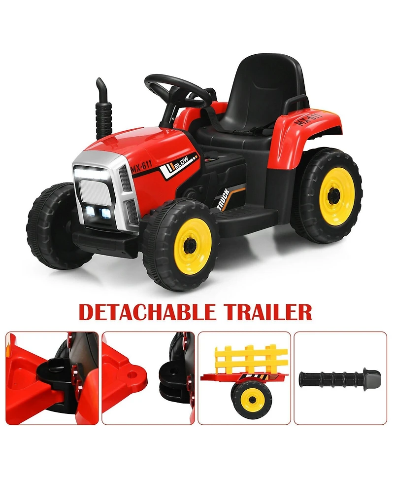 12V Ride on Tractor with 3-Gear-Shift Ground Loader for Kids 3+ Years Old