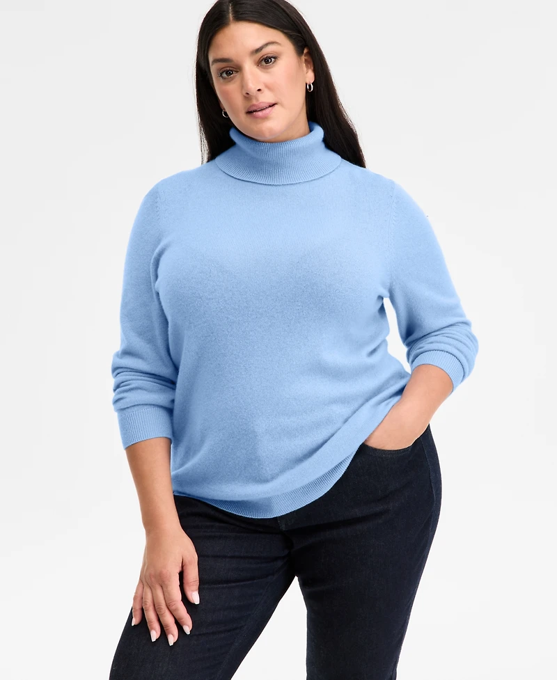Charter Club Plus Size 100% Cashmere Turtleneck Sweater, Macy's Exclusive