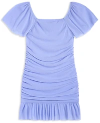 With Jules Big Girls Ruched Flutter-Sleeve Glitter Knit Dress