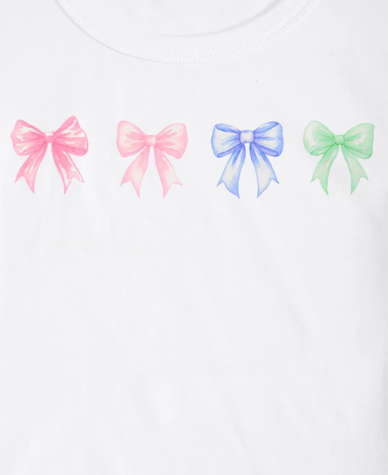 With Jules Big Girls Multi Bow Graphic Cotton T-Shirt