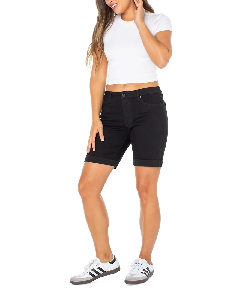 Celebrity Pink Juniors' Cuffed Hem Bermuda Denim Shorts