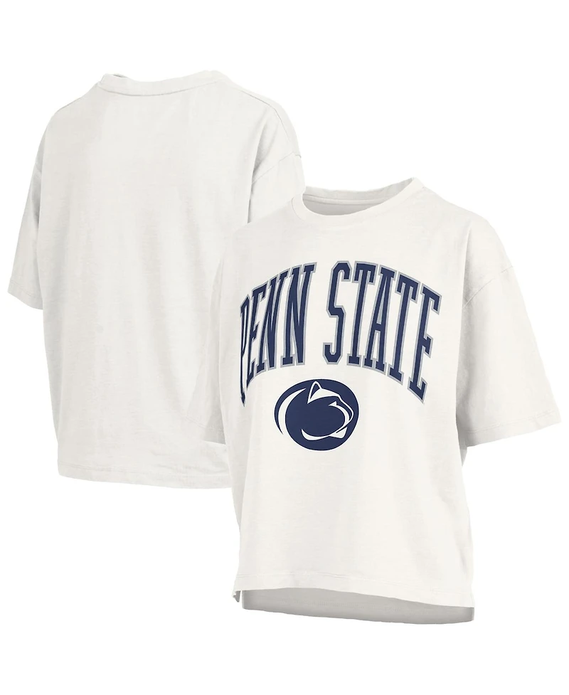 Pressbox Women's White Penn State Nittany Lions Nelson Arch Over Logo Waist Length Oversized Slub T-Shirt