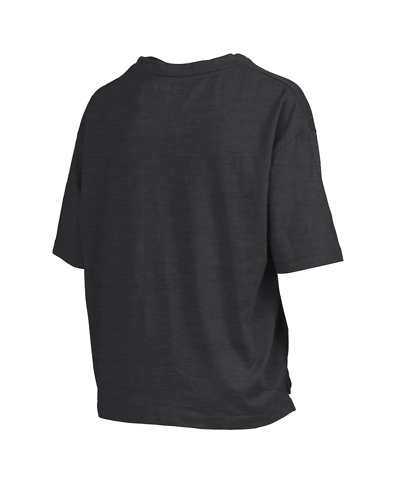 Pressbox Women's Black Iowa Hawkeyes Nelson Arch Over Logo Waist Length Oversized Slub T-Shirt