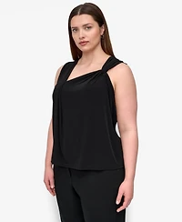 Dkny Plus Asymmetric Sleeveless Knit Top