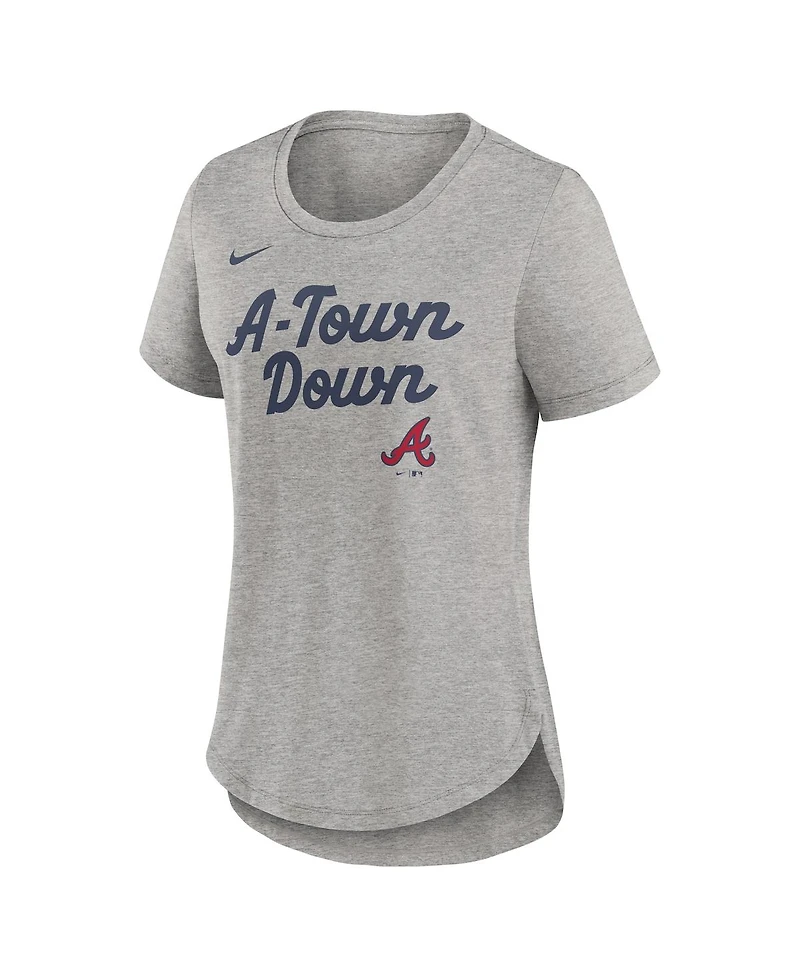Nike Women's Heather Gray Atlanta Braves Script Tri-Blend T-Shirt