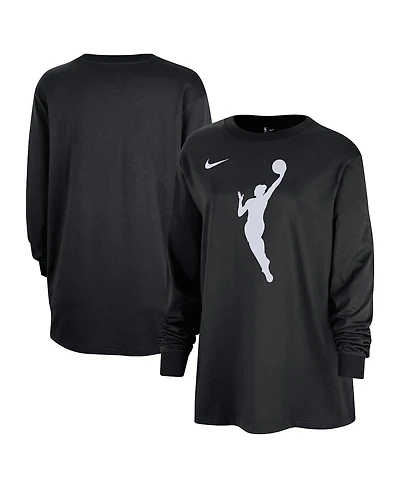 Nike Women's Black Wnba Jump Woman Logo Boyfriend Oversized Long Sleeve T-Shirt