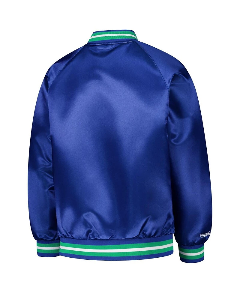 Mitchell & Ness Big Boys and Girls Royal Minnesota Timberwolves Hardwood Classics Satin Raglan Full-Snap Jacket