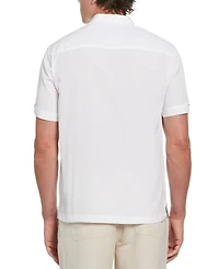 Cubavera Men's Pick Stitch Panel Short Sleeve Button-Down Shirt