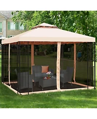 10 x 10 Feet 2-Tier Vented Metal Canopy with Mosquito Netting