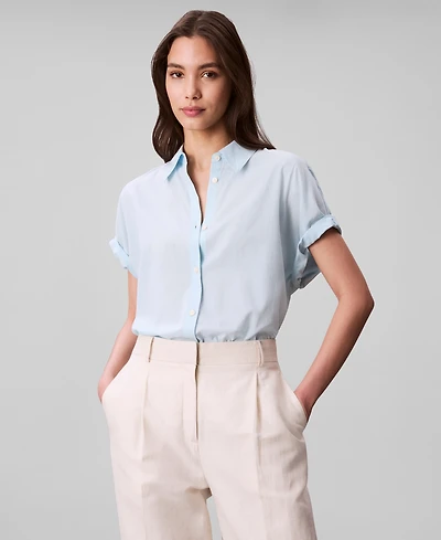 Calvin Klein Women's Short-Sleeve Button-Down Collared Shirt