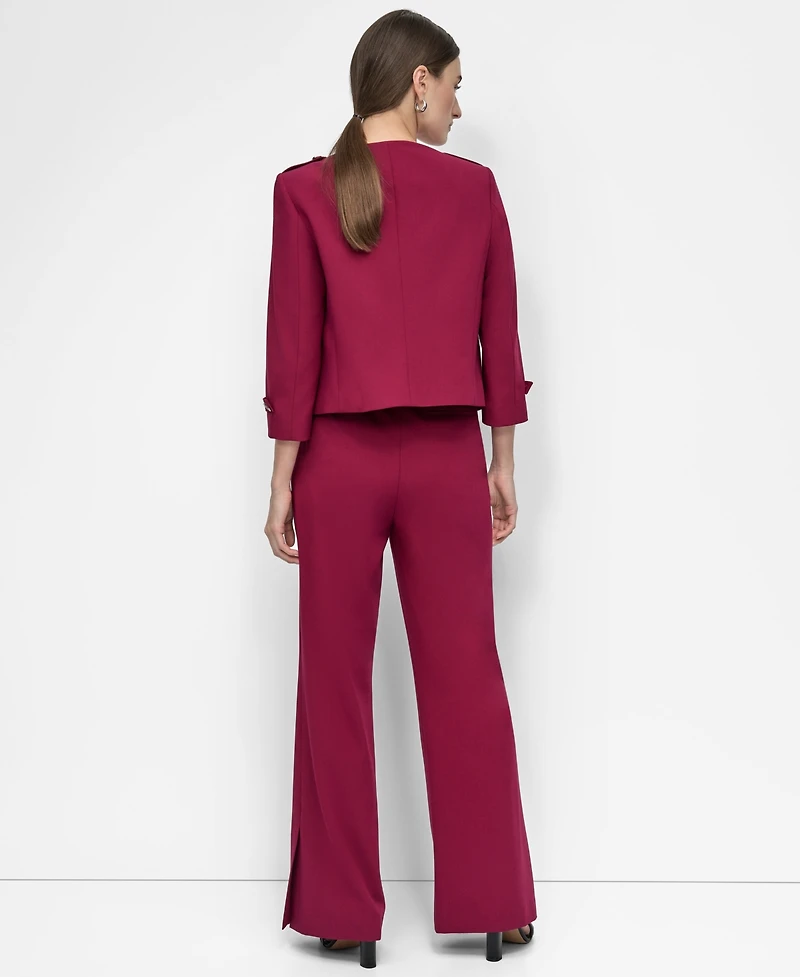 Dkny Women's Zip-Front Collarless Cropped Jacket