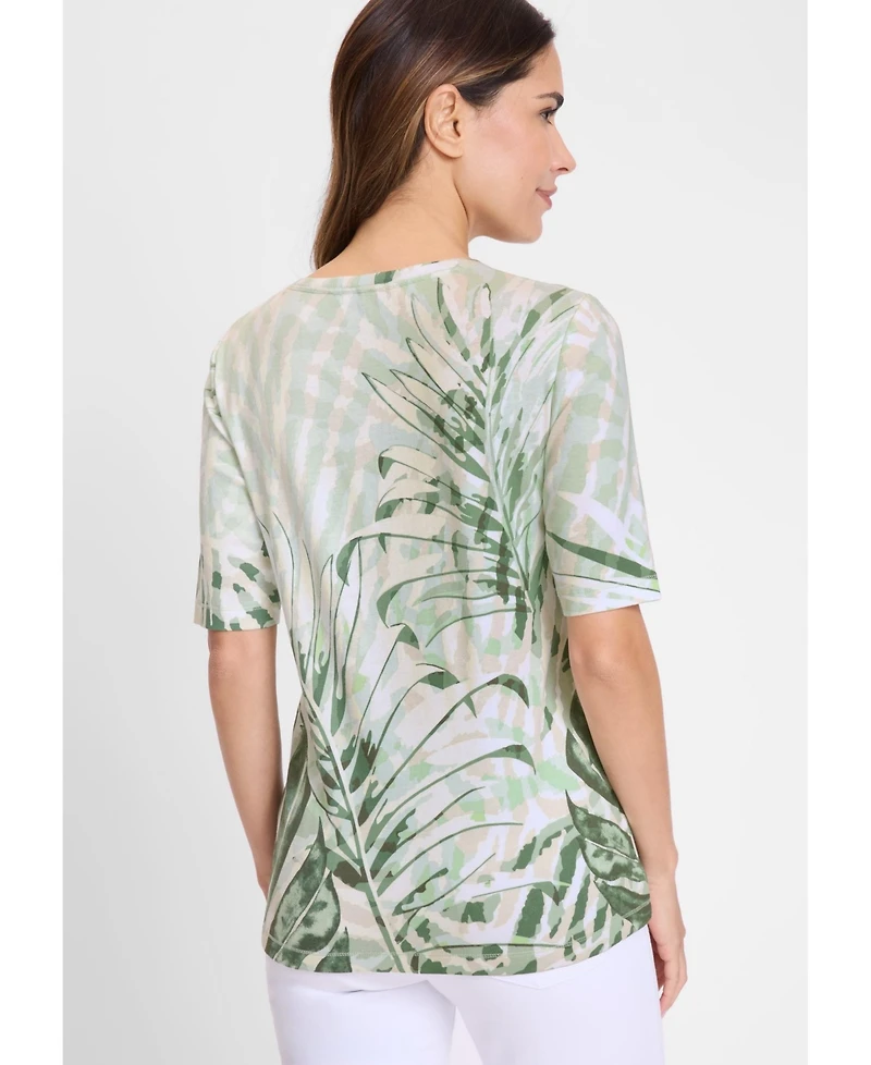 Olsen Women's Embellished Palm Print T-Shirt