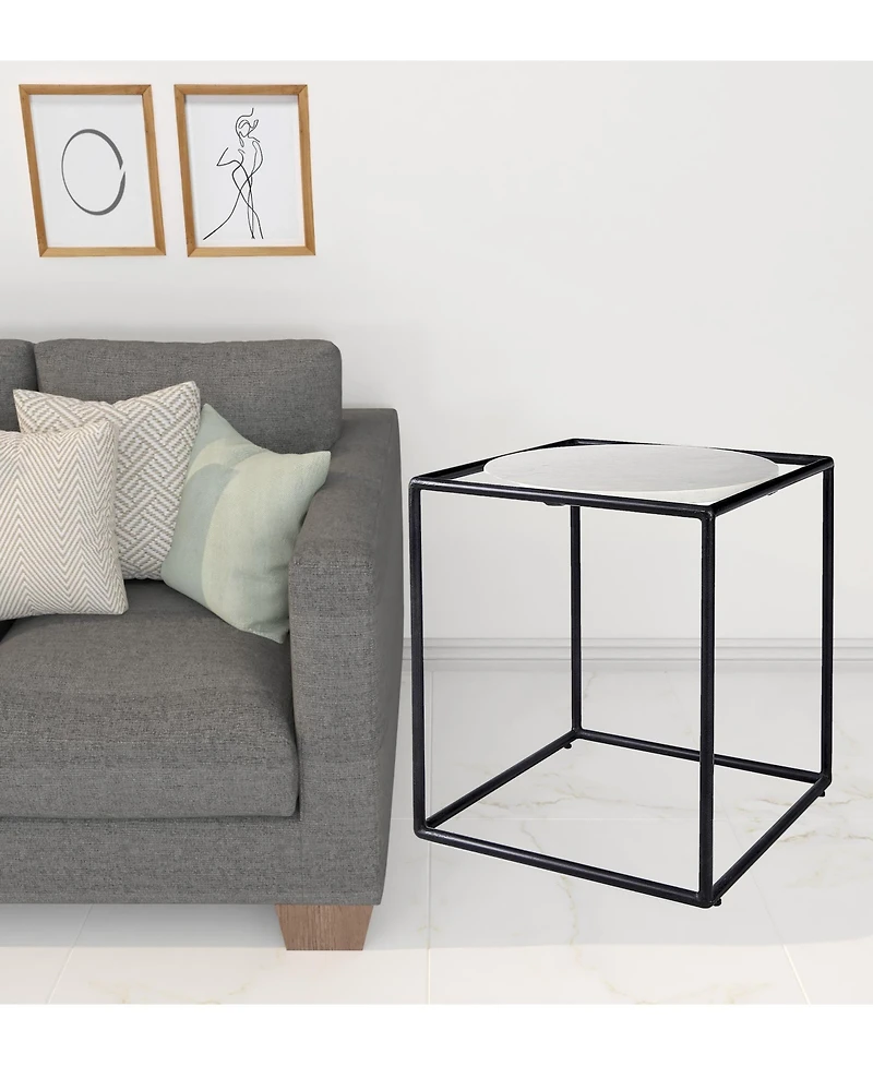 Marble Round End Table for Living Room or Bedroom Decor