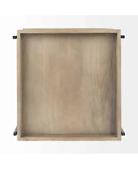 Rustic Solid Wood Square End Table with Two Shelves for Storage
