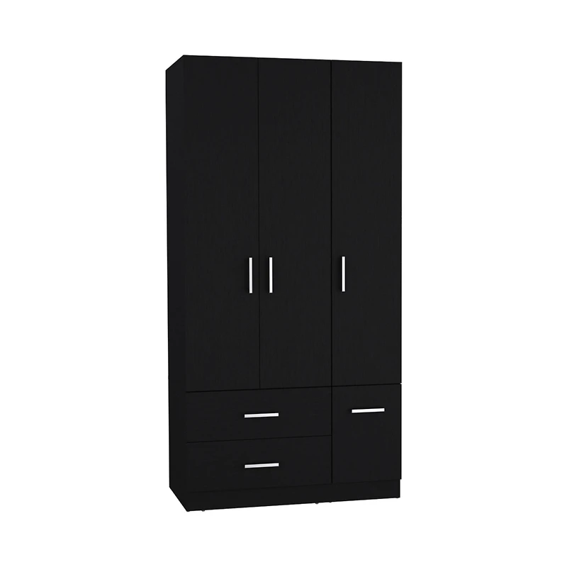 Sebree Armoire Wardrove 71", 4 Doors, Hanging Rod, 3 Cabinets, 6 Shelves, White