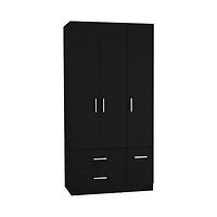 Sebree Armoire Wardrove 71", 4 Doors, Hanging Rod, 3 Cabinets, 6 Shelves, White