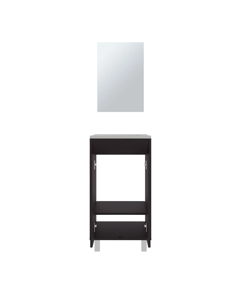 Ingold Bathroom Set, Cabinet with Sink + Mirror, 2 Doors, 4 Legs, Shelves, 1 White
