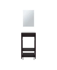 Ingold Bathroom Set, Cabinet with Sink + Mirror, 2 Doors, 4 Legs, Shelves, 1 White