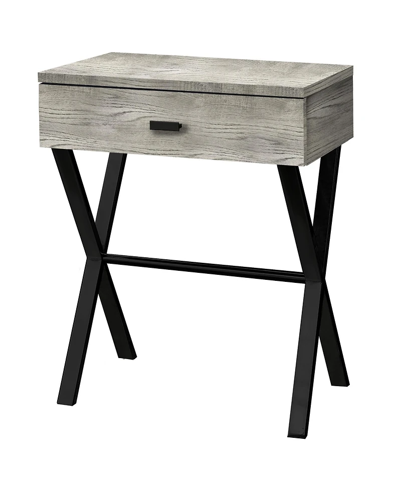 Mixed Material End Table with Drawer – Wood Top & Metal Base
