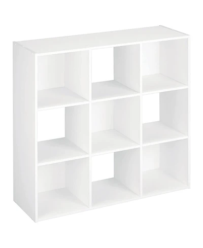 ClosetMaid 9 Cube Wood Stackable Open Bookcase Display Shelf Organizer, White