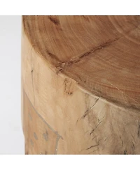 18" Dark Brown And Brown Distressed Reclaimed Wood Round End Table