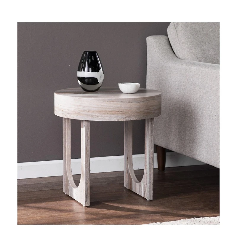 Simple Wood Round End Table for Bedroom or Living Room Styling