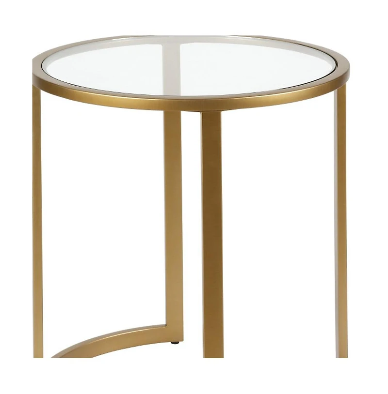 Tempered Glass Round End Table with Durable Steel Frame – Chic and Functional